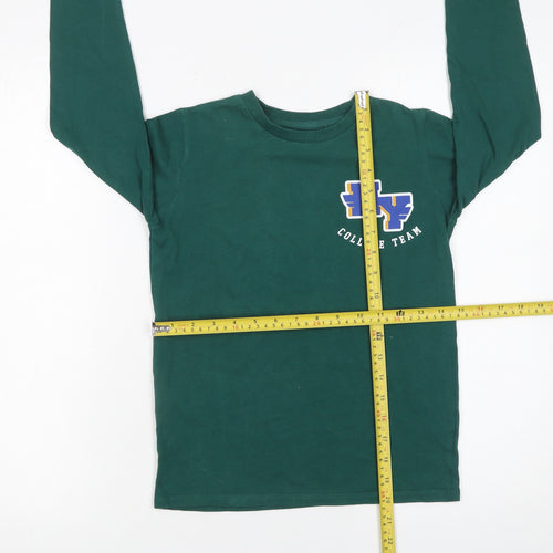 Dunnes Stores Boys Green Long Sleeve College Team Cotton T-Shirt 8-9 Years