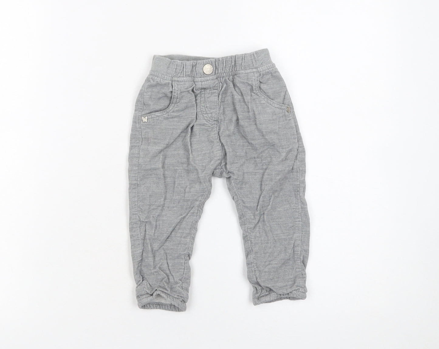 Next Grey Cotton Baby Jogger Trousers 6-9 Months Unisex Comfortable Fit