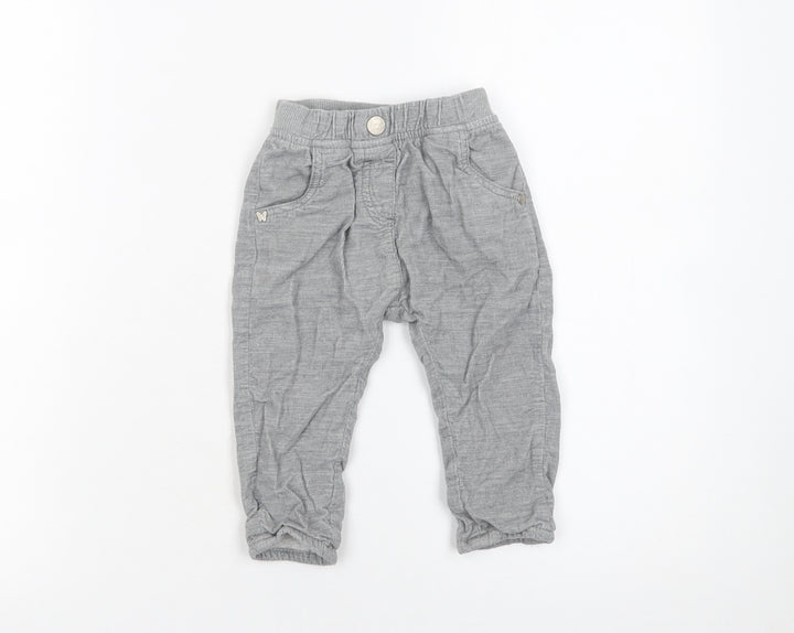 Next Grey Cotton Baby Jogger Trousers 6-9 Months Unisex Comfortable Fit