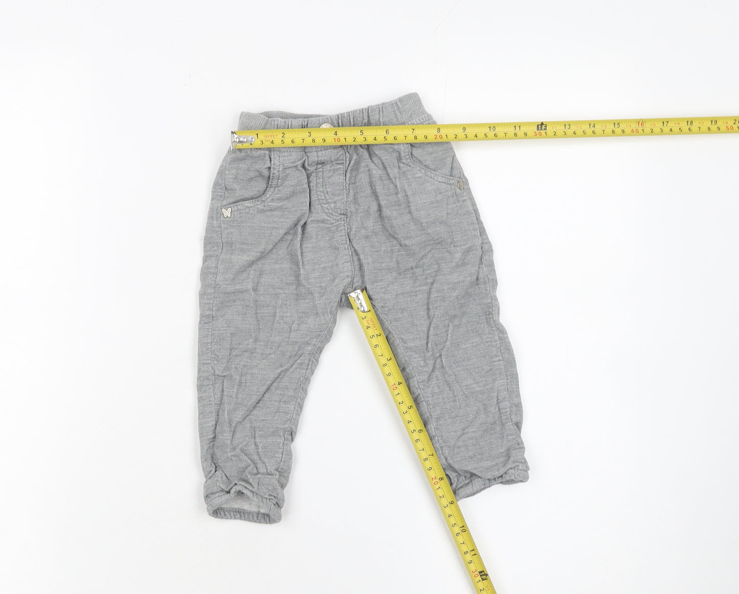Next Grey Cotton Baby Jogger Trousers 6-9 Months Unisex Comfortable Fit