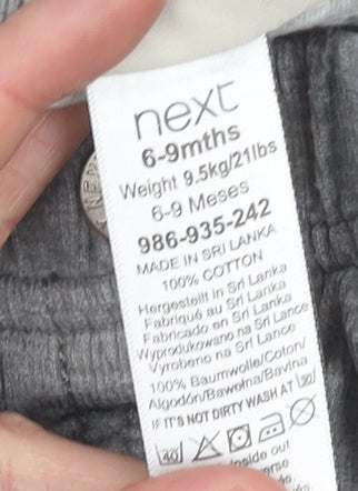 Next Grey Cotton Baby Jogger Trousers 6-9 Months Unisex Comfortable Fit