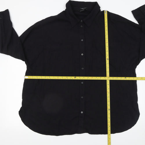 F&F Women’s Black Long Sleeve Collared Relaxed Button-Up Shirt UK 20