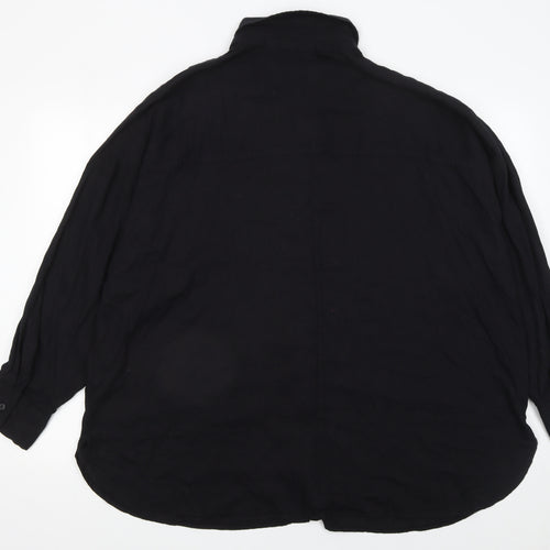 F&F Women’s Black Long Sleeve Collared Relaxed Button-Up Shirt UK 20