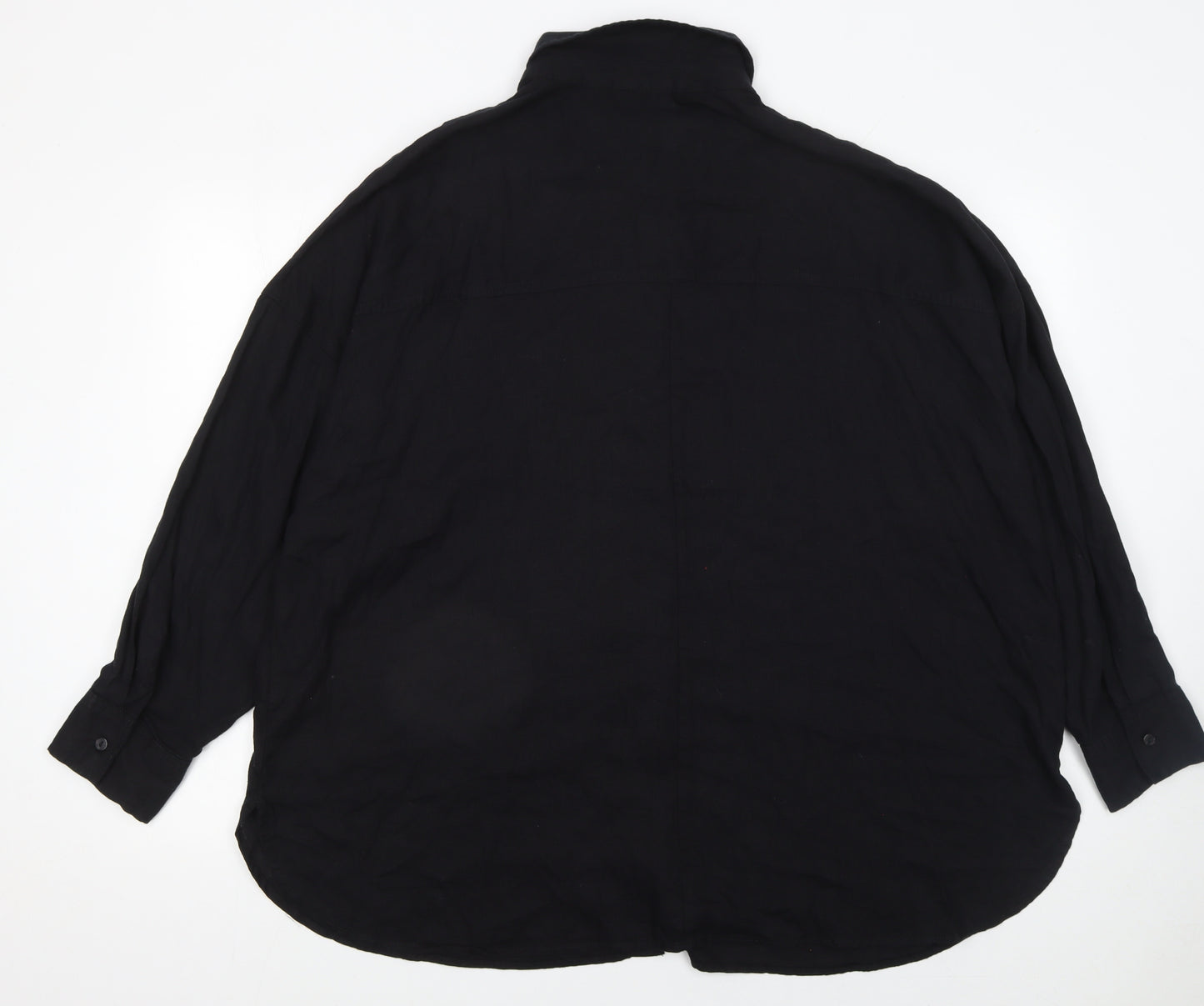 F&F Women’s Black Long Sleeve Collared Relaxed Button-Up Shirt UK 20