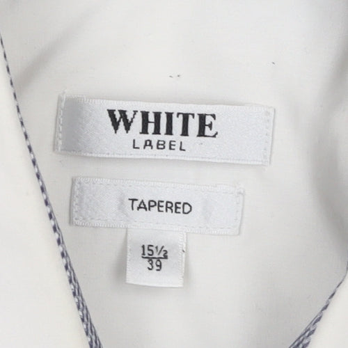 White Label Men's White Tapered Dress Shirt 15.5/39 Long Sleeve