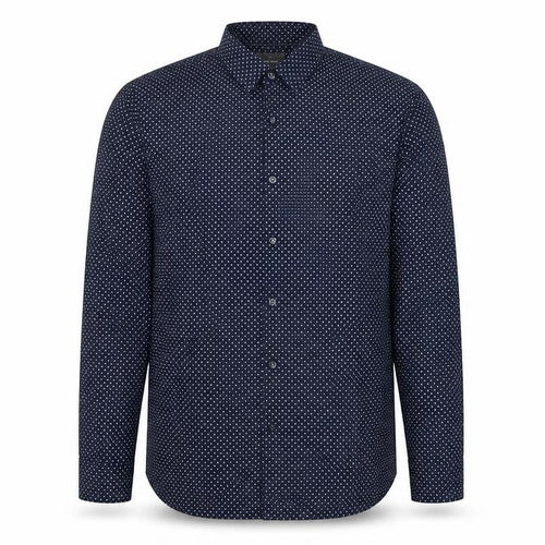 Peter Werth Men's Blue Polka Dot Long Sleeve Cotton Formal Shirt L