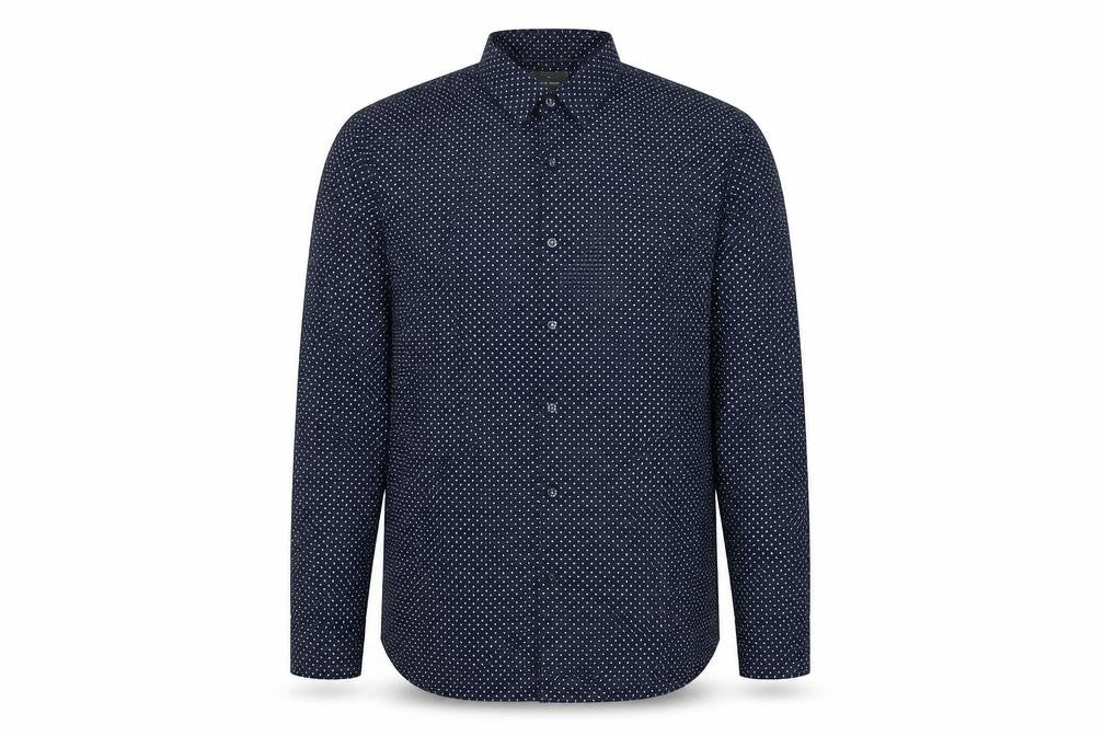 Peter Werth Men's Blue Polka Dot Long Sleeve Cotton Formal Shirt L