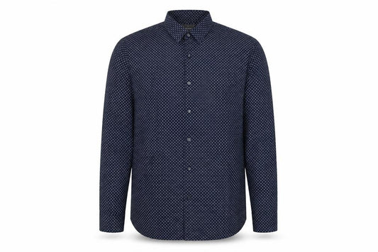 Peter Werth Men's Blue Polka Dot Long Sleeve Cotton Formal Shirt L