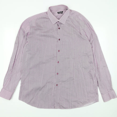 Remus Uomo Men's Purple Striped Slim Fit Dress Shirt 17.5in 44cm