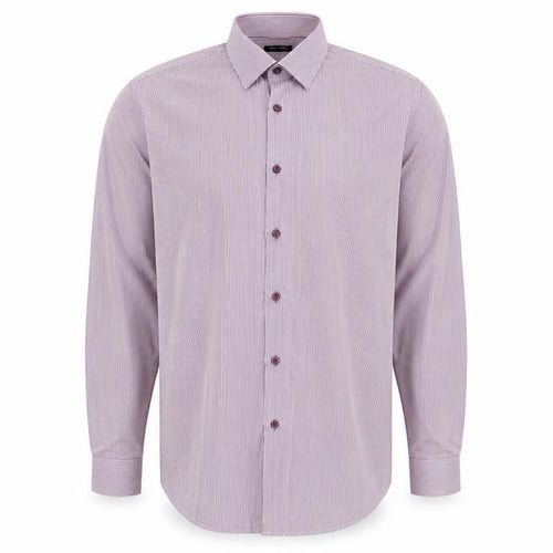 Remus Uomo Men's Purple Striped Slim Fit Dress Shirt 17.5in 44cm