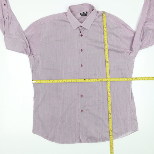 Remus Uomo Men's Purple Striped Slim Fit Dress Shirt 17.5in 44cm