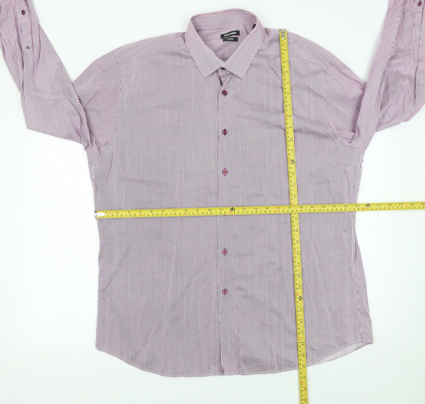 Remus Uomo Men's Purple Striped Slim Fit Dress Shirt 17.5in 44cm