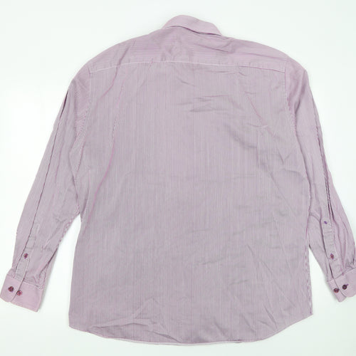 Remus Uomo Men's Purple Striped Slim Fit Dress Shirt 17.5in 44cm