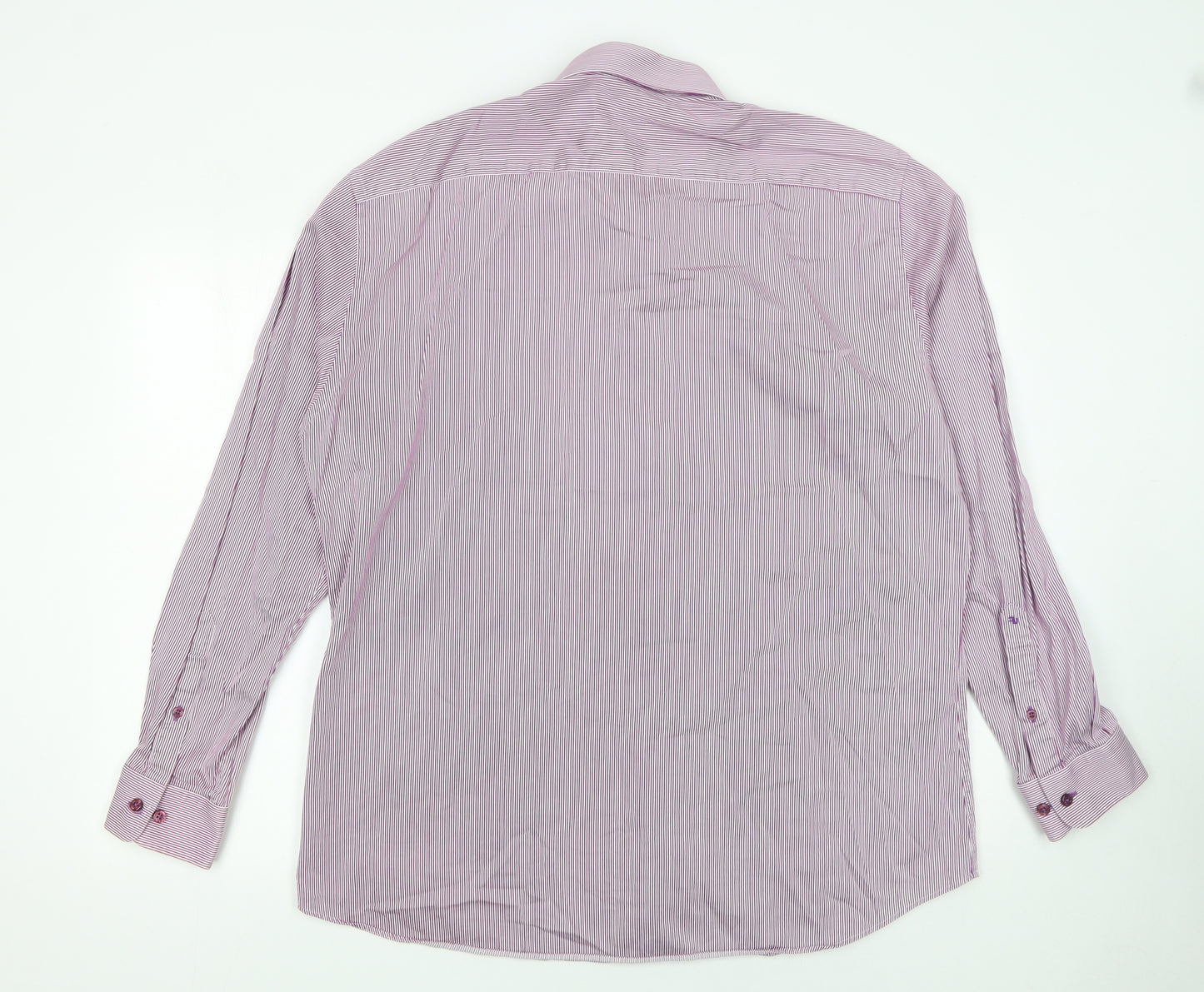 Remus Uomo Men's Purple Striped Slim Fit Dress Shirt 17.5in 44cm