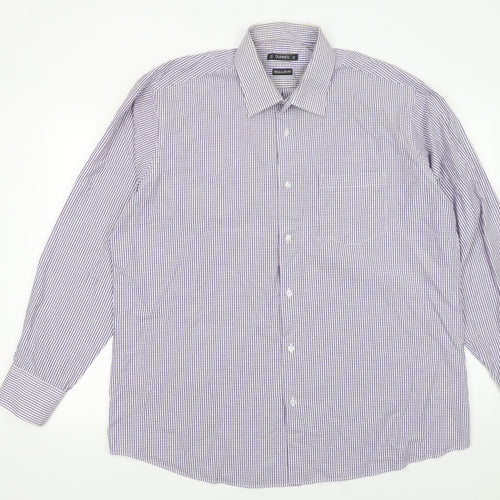 Dunnes Men’s Purple Striped Regular Fit Long Sleeve Cotton Shirt Size 17.5