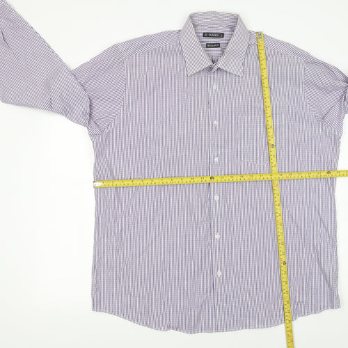Dunnes Men’s Purple Striped Regular Fit Long Sleeve Cotton Shirt Size 17.5