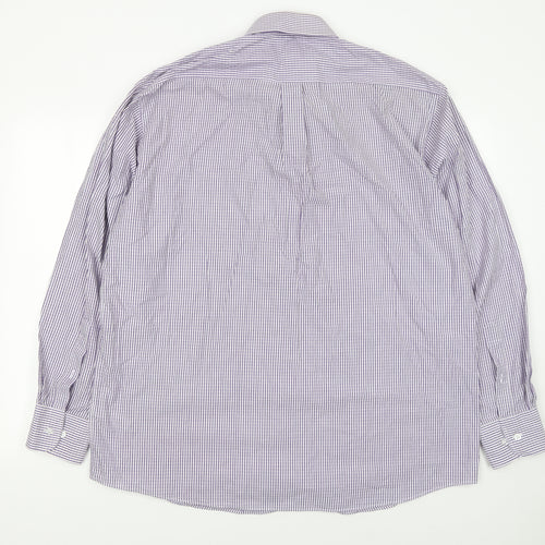 Dunnes Men’s Purple Striped Regular Fit Long Sleeve Cotton Shirt Size 17.5
