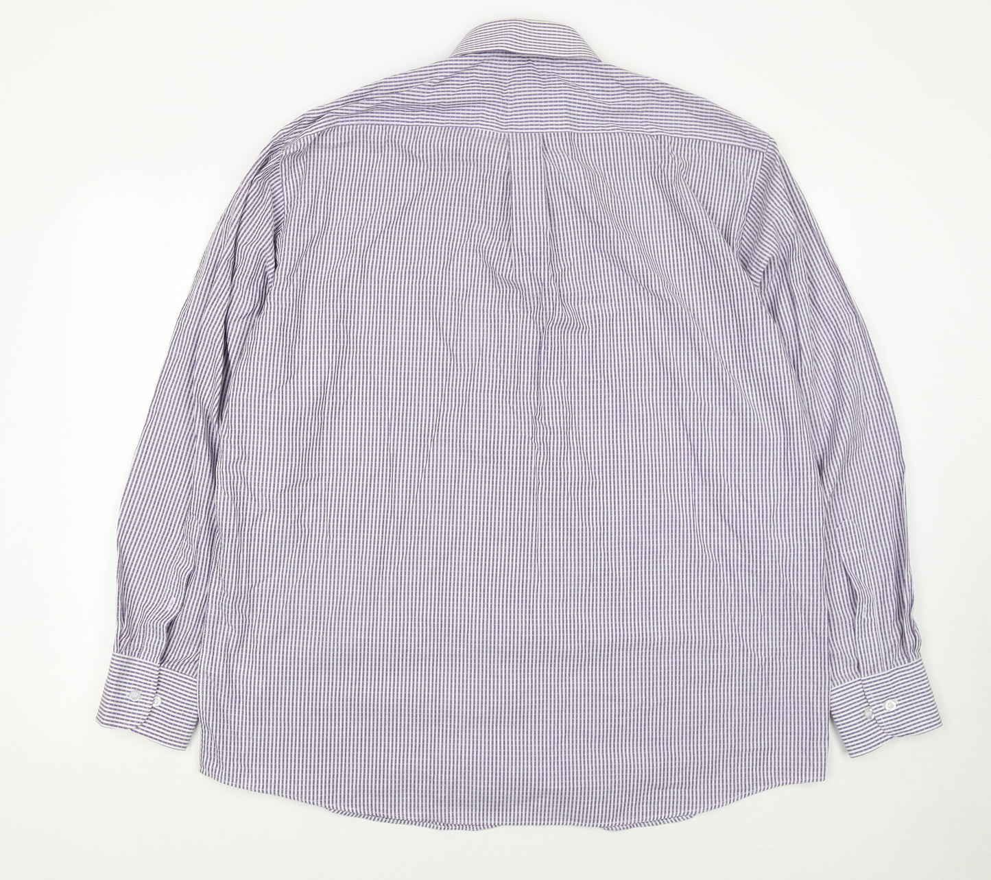 Dunnes Men’s Purple Striped Regular Fit Long Sleeve Cotton Shirt Size 17.5