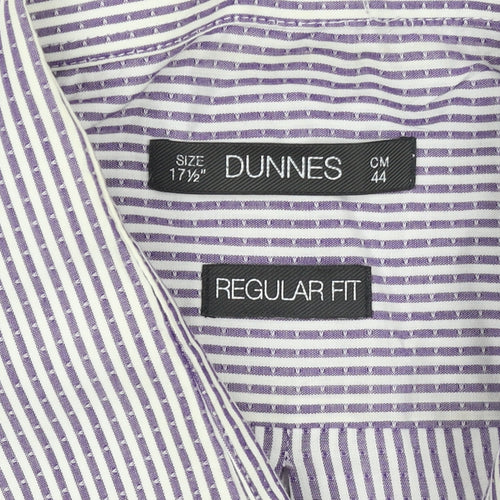 Dunnes Men’s Purple Striped Regular Fit Long Sleeve Cotton Shirt Size 17.5