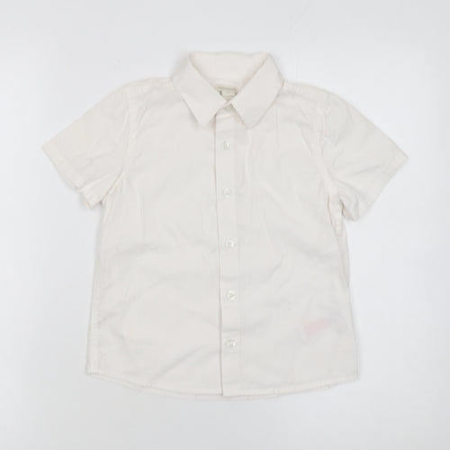 Monsoon Girls Ivory Short Sleeve Button-Up Cotton Shirt 8 Years