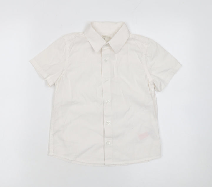 Monsoon Girls Ivory Short Sleeve Button-Up Cotton Shirt 8 Years