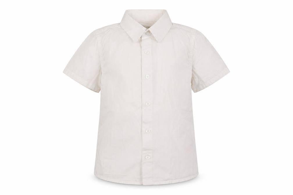 Monsoon Girls Ivory Short Sleeve Button-Up Cotton Shirt 8 Years