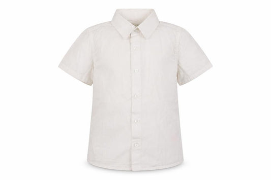 Monsoon Girls Ivory Short Sleeve Button-Up Cotton Shirt 8 Years
