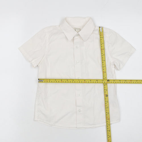 Monsoon Girls Ivory Short Sleeve Button-Up Cotton Shirt 8 Years