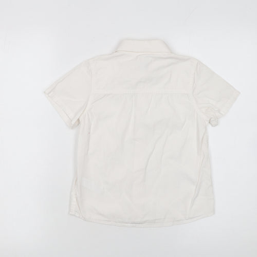 Monsoon Girls Ivory Short Sleeve Button-Up Cotton Shirt 8 Years
