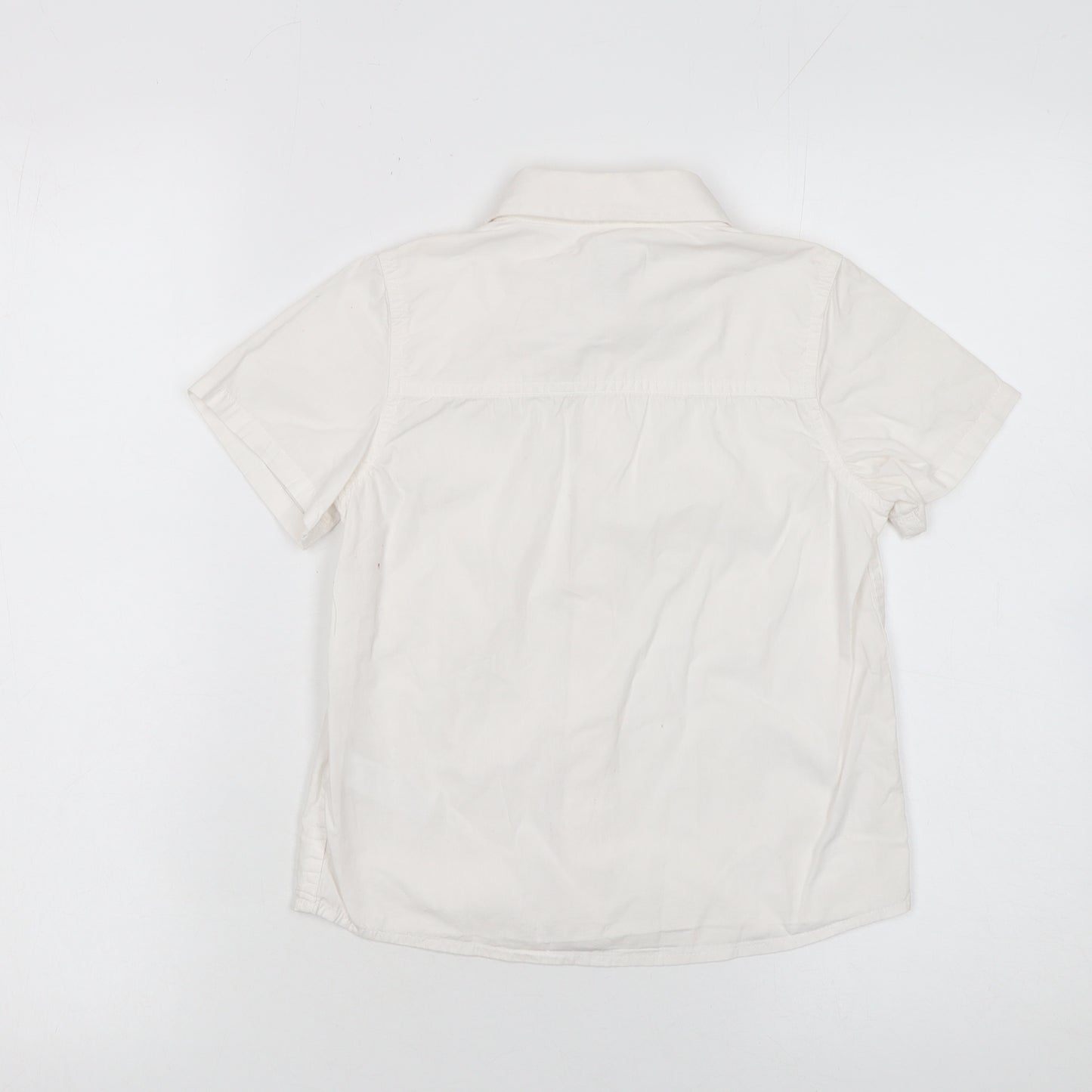 Monsoon Girls Ivory Short Sleeve Button-Up Cotton Shirt 8 Years