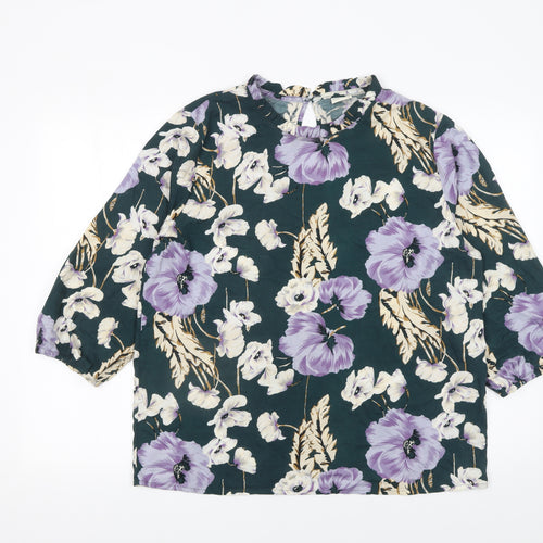 Jacqueline de Yong Womens Floral Blouse Multicoloured Size 12 Viscose Tunic Top