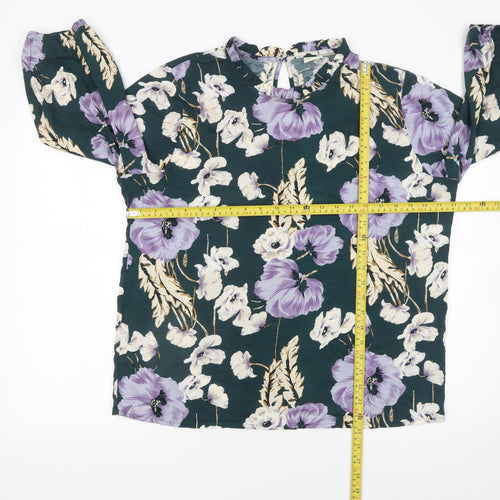 Jacqueline de Yong Womens Floral Blouse Multicoloured Size 12 Viscose Tunic Top