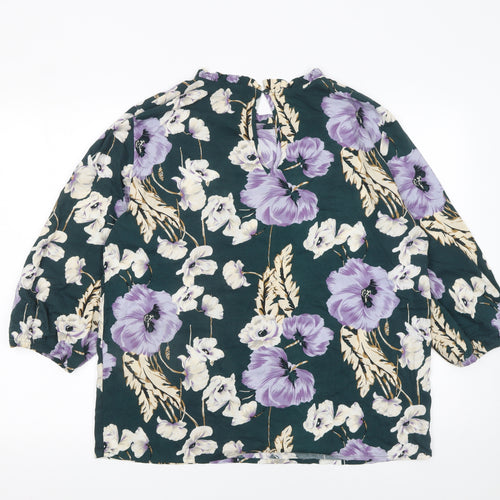 Jacqueline de Yong Womens Floral Blouse Multicoloured Size 12 Viscose Tunic Top