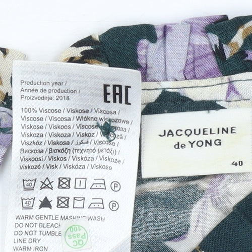 Jacqueline de Yong Womens Floral Blouse Multicoloured Size 12 Viscose Tunic Top