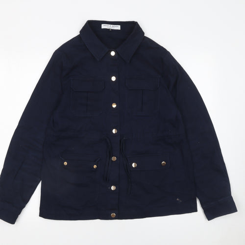 Kelly & Grace Women's Blue Button-Up Tunic Shirt Jacket M