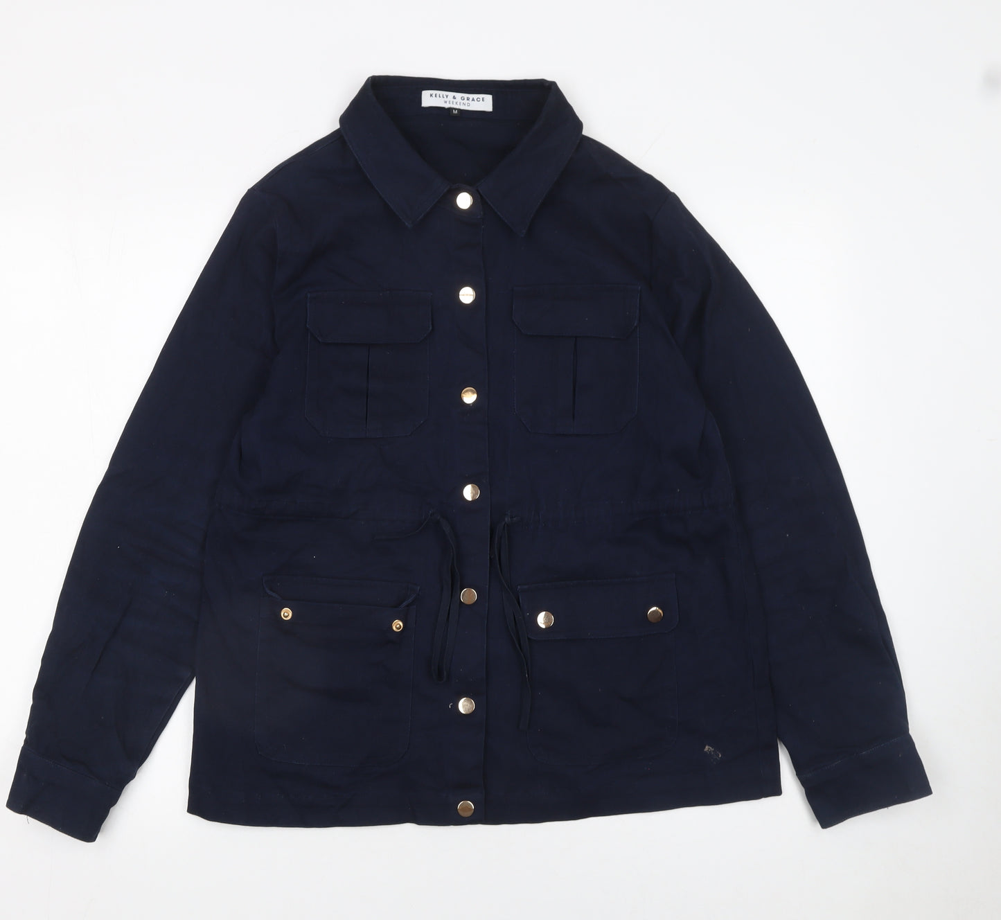Kelly & Grace Women's Blue Button-Up Tunic Shirt Jacket M