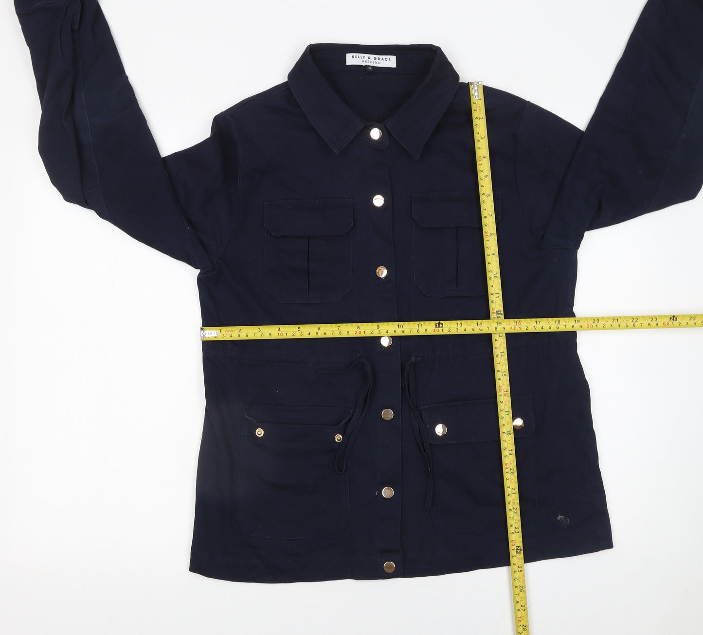 Kelly & Grace Women's Blue Button-Up Tunic Shirt Jacket M