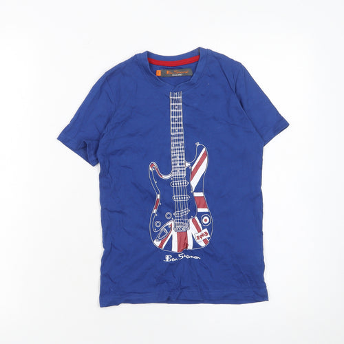 Ben Sherman Boys Blue 7-8 Years Guitar Print Cotton T-Shirt