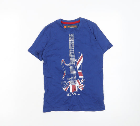 Ben Sherman Boys Blue 7-8 Years Guitar Print Cotton T-Shirt