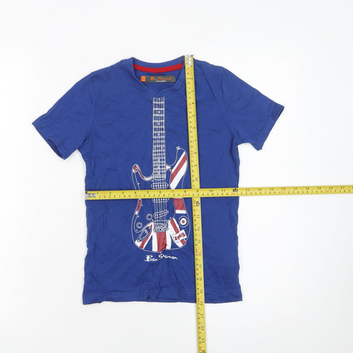 Ben Sherman Boys Blue 7-8 Years Guitar Print Cotton T-Shirt