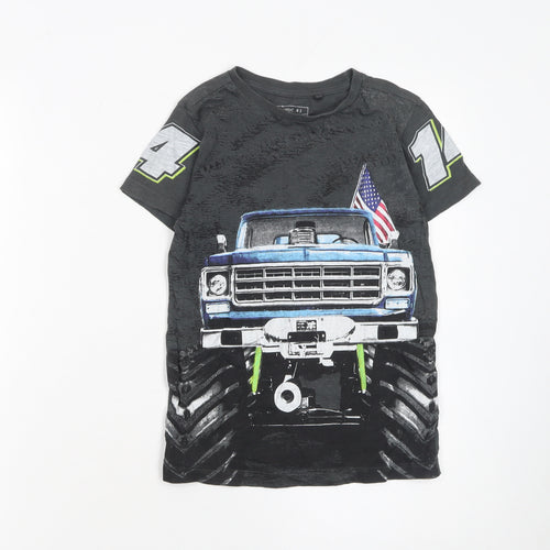 Next Boys Black Monster Truck Graphic T-Shirt 7 Years Cotton Short Sleeve