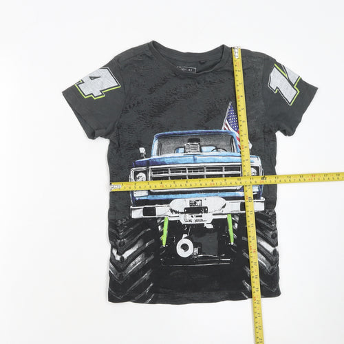 Next Boys Black Monster Truck Graphic T-Shirt 7 Years Cotton Short Sleeve