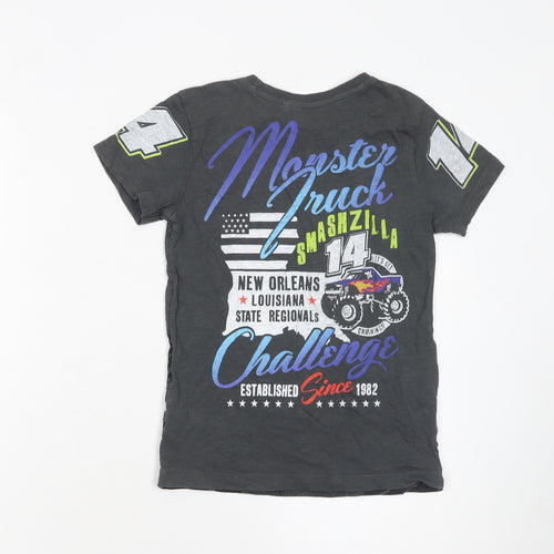 Next Boys Black Monster Truck Graphic T-Shirt 7 Years Cotton Short Sleeve