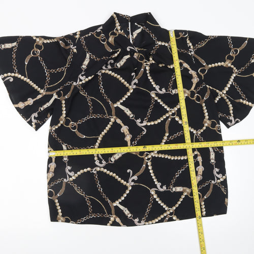 Dorothy Perkins Women's Black Chain Print Short Sleeve Blouse Size 14