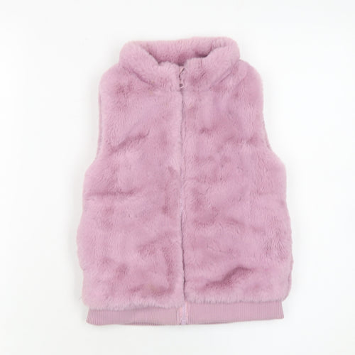 Dunnes Stores Girls Pink Faux Fur Zip Waistcoat 5-6 Years