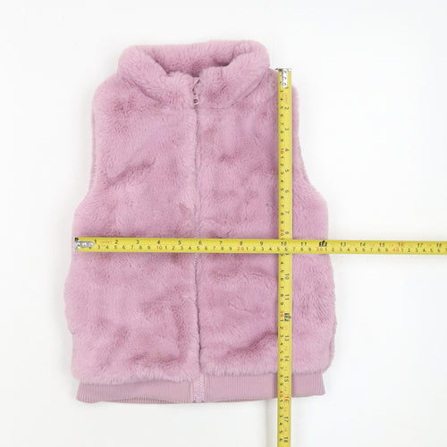 Dunnes Stores Girls Pink Faux Fur Zip Waistcoat 5-6 Years