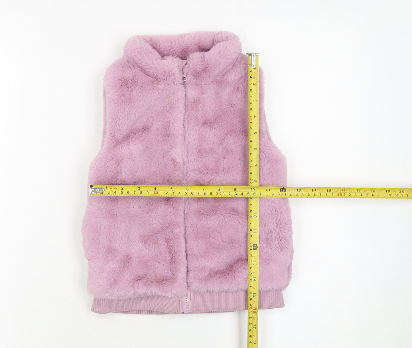 Dunnes Stores Girls Pink Faux Fur Zip Waistcoat 5-6 Years