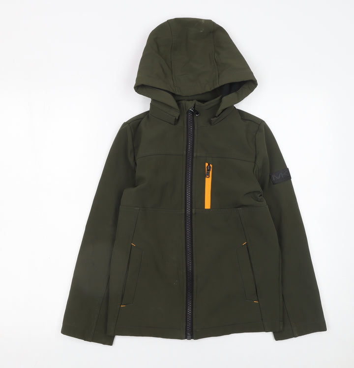 Michael Kors Boys Green Hooded Soft Shell Jacket Age 8 Full Zip Casual