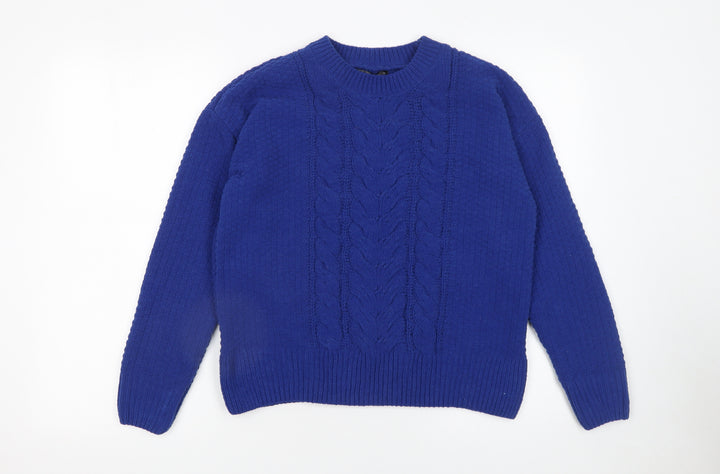 Dunnes Stores Women's Blue Cable-Knit Crew Neck Jumper Size S