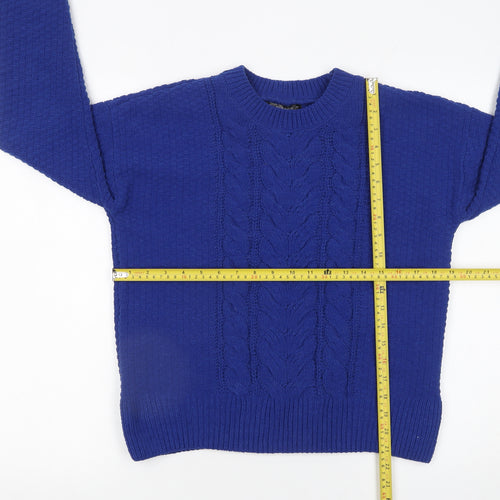 Dunnes Stores Women's Blue Cable-Knit Crew Neck Jumper Size S